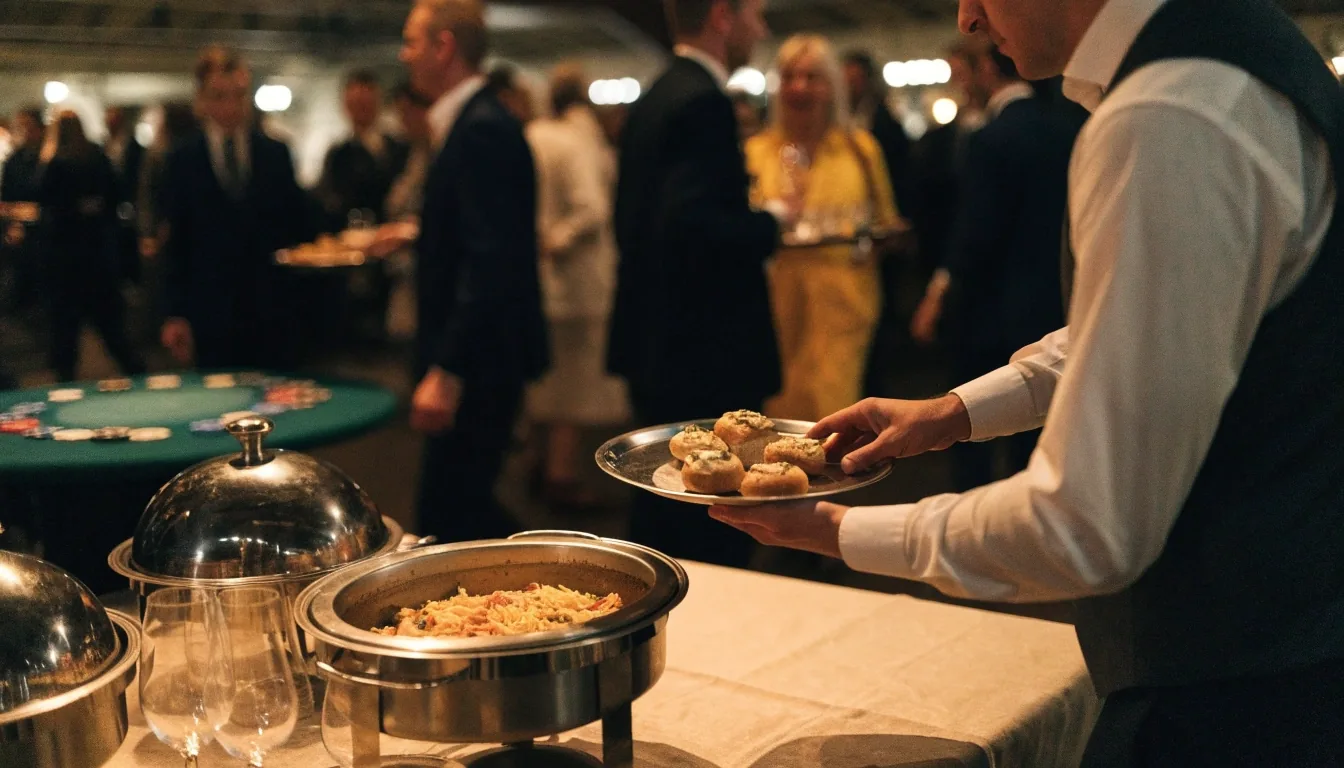 Catering wieczorny obok sali z grą